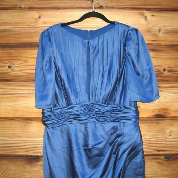 Mac Duggal 27014 Womens Blue PUFF SLEEVE PLEATED BODICE DRAPED GOWN - Picture 7 of 13